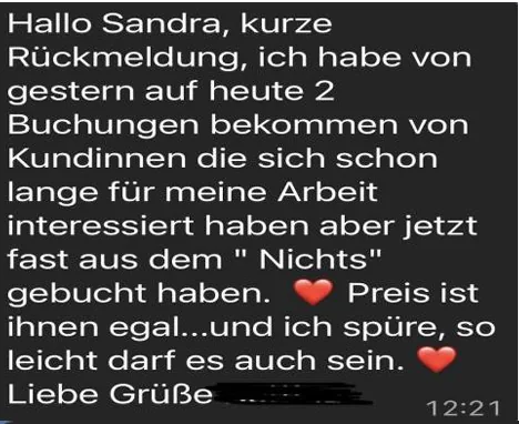 WhatsApp-Nachricht: Buchungen aus dem Nichts